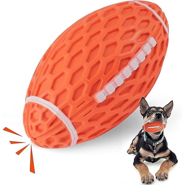 Squeaky Dog Chew Toy Ball, Interaktiv hund leksak för aggressivt tuggande, Hållbar present