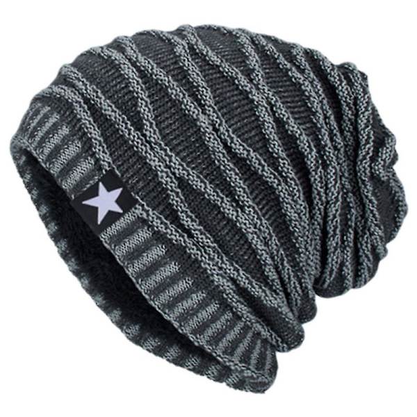Mænd Kvinder Strik Uld Slouch Beanie Hat Cap Ski Skateboard Grey