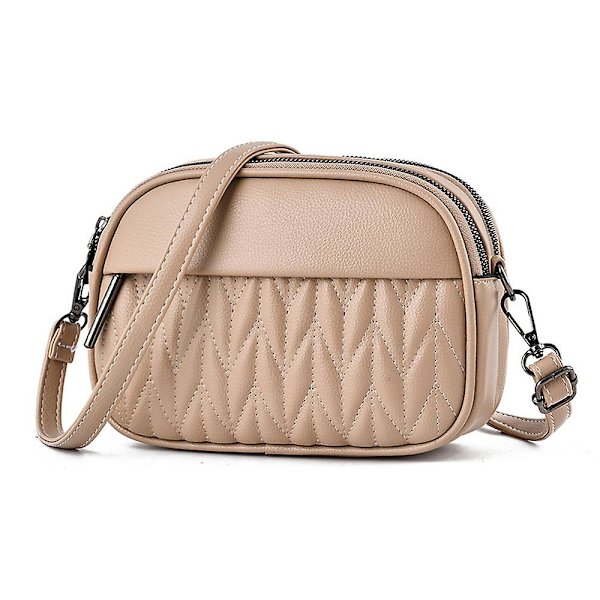 All-match Messenger Bag Simple Soft Leather Small Bag Korean Soft Leather Mobile Phone Bag khaki