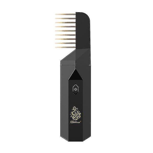 Elektrisk hårbørste røgelse brænder til Bakhoor Ramadan Dukhoon arabisk aroma diffuser til hjemmet kontor bil genopladelig mini Usb Hk Black