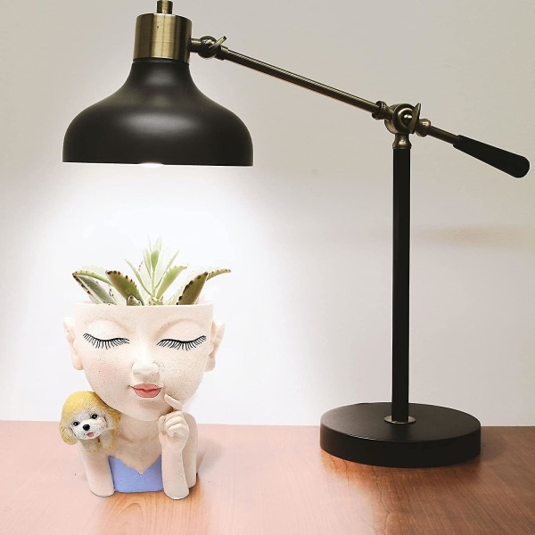 Huvudkruka, kawaii huvudkrukor med dräneringshål, dam med slutna ögon och hundkrukor för suckulenter - Unik kruka för inomhus- och utomhusbruk för suckulenter, Snak