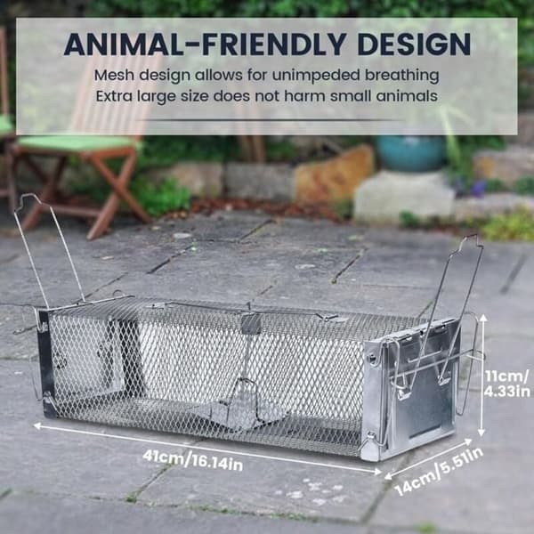 Professionell musfälla (41 x 14 x 11 cm), fälla för möss och hasselmöss, återanvändbar musfälla med 2 ingångar