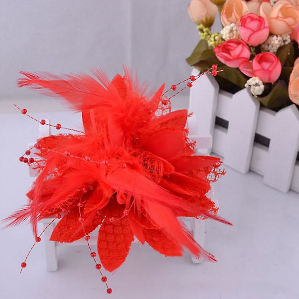 Muodikkaat kukka höyhen helmi rintaneula hiuspidikkeet Fascinator hääpannan rintaneula Purple