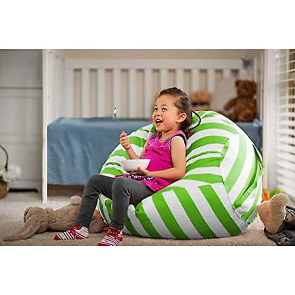Oppbevaringssekk for kosedyr - Bean Bag-stoltrekk for barn 18 inches Green lines