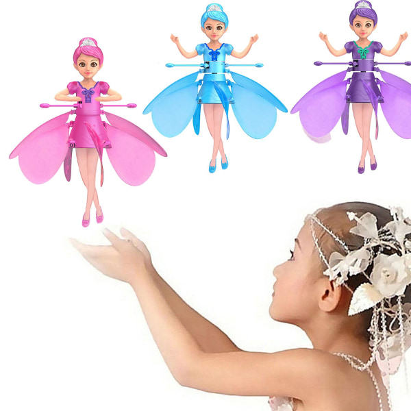 Magisk flygende nisseleke, mini prinsessedukke Rc Flyvende leke for gutter, jenter Pink