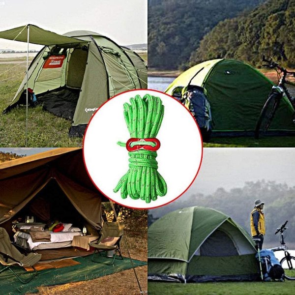 6 st Tält Camping Rep, 4MM Reflekterande Rep Kille Linje 13 Fot/ 4M Lång Kille Rep Vindtät Tält Guide Rep med Aluminium Justerare