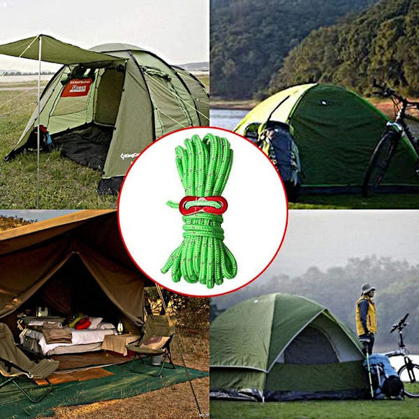 6 stk. teltcampingreb, 4MM reflekterende snor bardun 13 fod/ 4M lang bardun vindsikre teltstyresnor med aluminiumsjustering