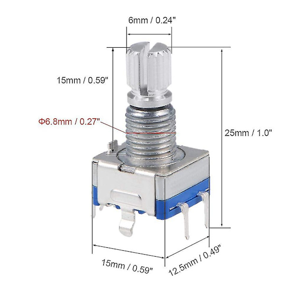 Encoder Kodebryter Digital Potensiometer Ec11 5 Pins 15mm Aksel 10stk Hy