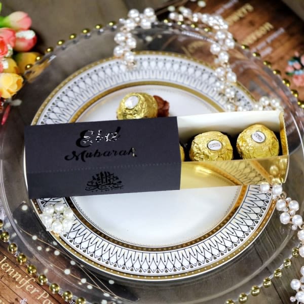 10 kpl Eid Mubarak karkkirasiat Ramadan Candy laukku MUSTA musta