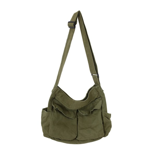 Stor kapasitet lerret messenger bag multi rom bag casual kvinner menn skulder bag Green