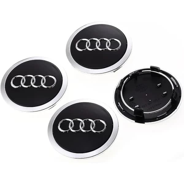 Centerkapsler til AUDI 60mm 4-pak Grey with chromed edge