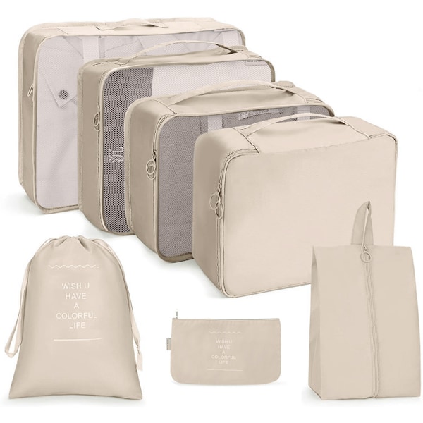 Reseset Organizer Set, Resväskor - Set om 7 Beige