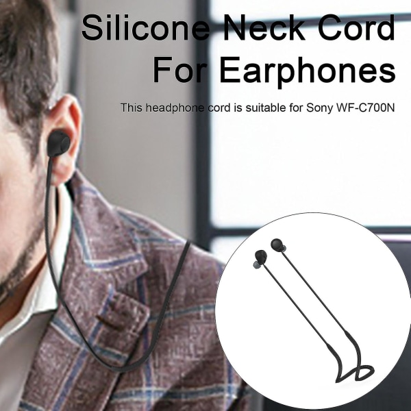 Anti-tapt ørepropper stropp Vanntett silikonhalsstreng Sikker Kompatibel hodetelefon Bruker kompatibel Sony Wf-c700n Beige