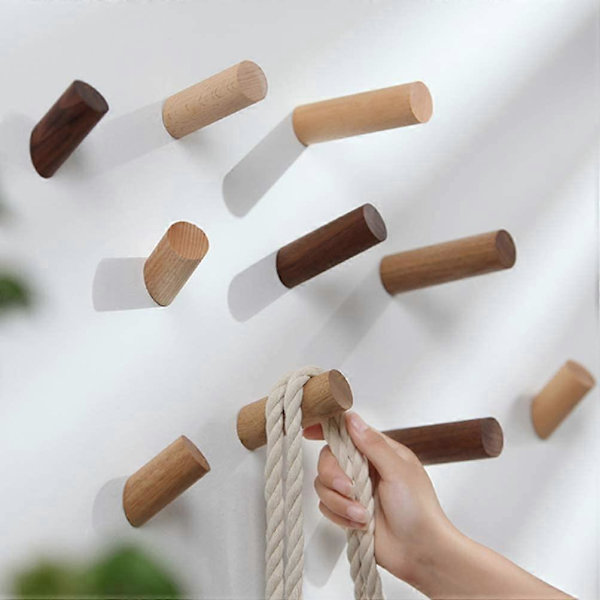Puinen naulakko, 5 kpl, luonnollinen seinään kiinnitettävä ripustin vaatteille, hatuille ja laukuille, säilytyshenkarit, pyyheteline Dhammer Decoration-BAOGELA