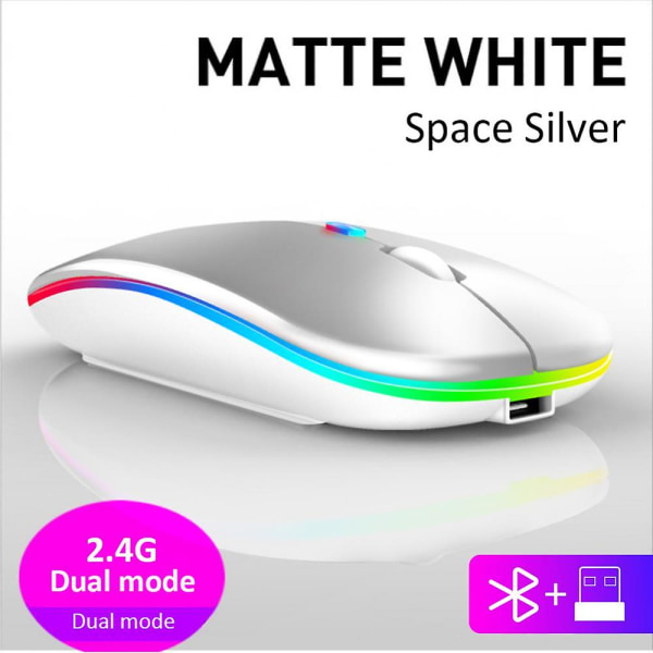 Silent Wireless Mouse 2,4ghz Overwatch Mus Mouse Gamer Rgb Mouse Bærbar trådløs mus for bærbar spillmus silver