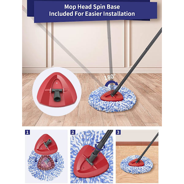 Spin Mop Hodeutskiftingsbase Roterende Trekant Mop Hodetrekk Plastbase Etui Kompatibel med vileda EasyWring Tilbehør, Pakke med 3, 1 stk