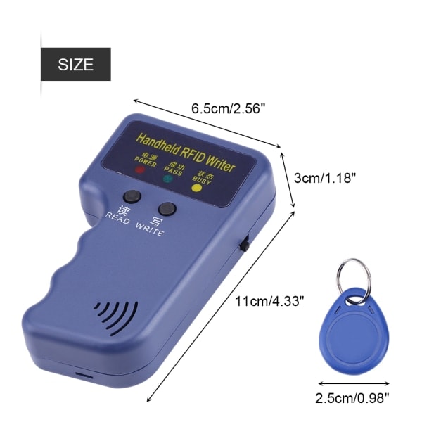 125KHz Håndholdt RFID-skriver/kopierer/leser/duplikator med 10 ID-koder