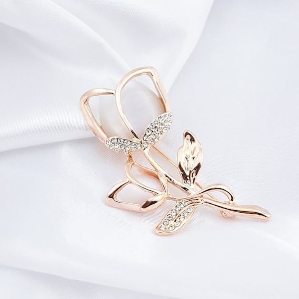 Tulip Blomster Guld og Sølvbelagt Rhinestone Brosche Pin til Kvinder Damer Festival Gave