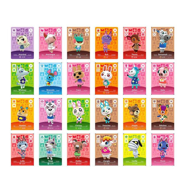 24 stk Mini Game Card Video Cartridge Collection Animal Crossing Passer til bryter