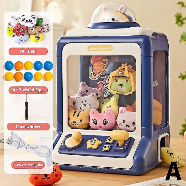 Automatisk dockmaskinleksak för barn Mini Cartoon Play Game Claw Crane Machines med ljusmusik Barnleksakspresenter E7x8 A