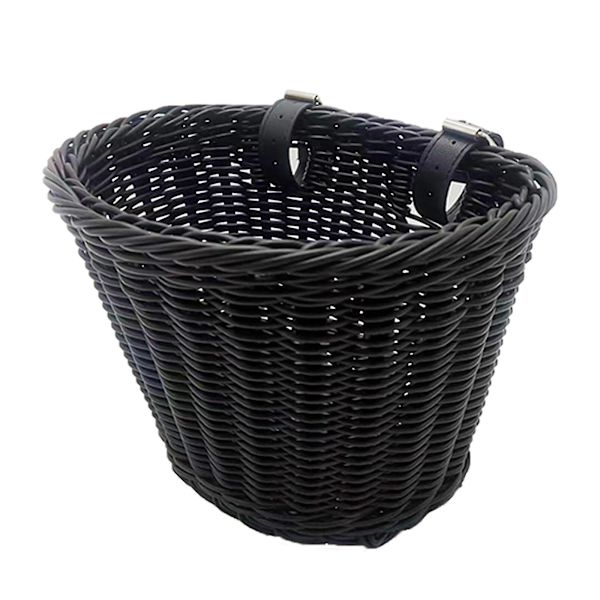 Retro-pyöräkori, punottu pajukori, etukori ohjaustankoon Black