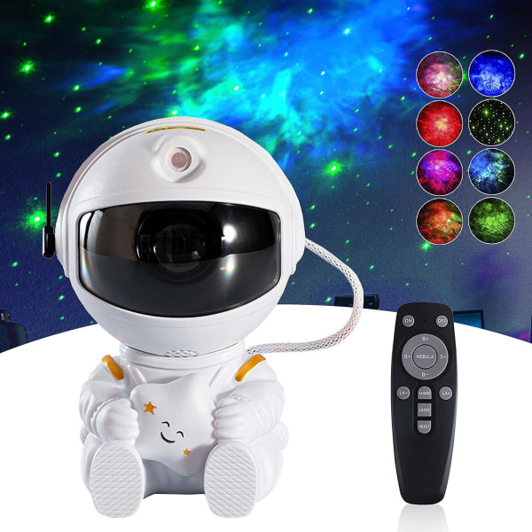 Star Projector Galaxy Night Light Astronaut Starry Nebula Tak Galaxy Projektor Light For Home Sovrum (svart) white