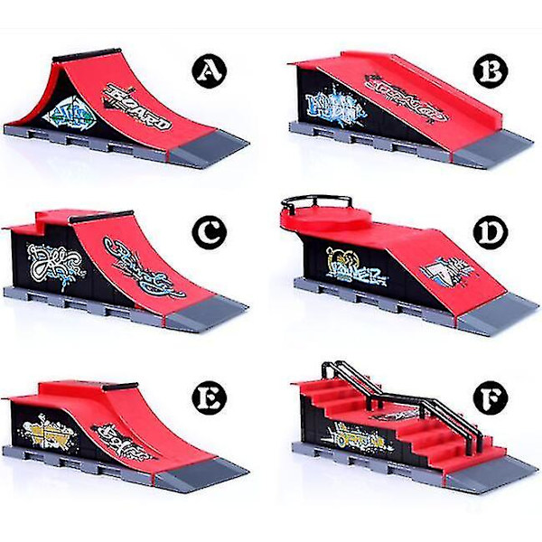 Mini Skatepark för Finger Skateboard Fält Kombination Leksak Skateboard Park Ramp Leksak Skateboard Ramp Style C