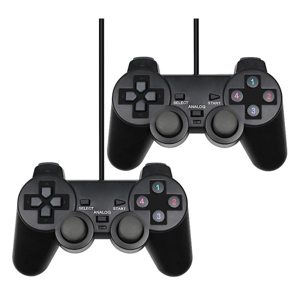 Kablet USB pc-spilcontroller til Winxp/win7/win8/win10 til pc-computer bærbar sort gamepad joystick Black 2PCS