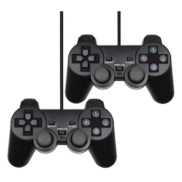 Trådbunden USB PC-spelkontroll för Winxp/win7/win8/win10 för PC-dator bärbar dator Svart Gamepad Joystick Black 2PCS
