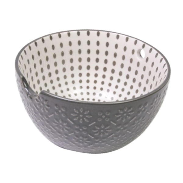Virkskål Handgjord Accessoar Keramik Garnskål för Flickvän Vänner Beige Dark Gray 15.5cmx9.5cm