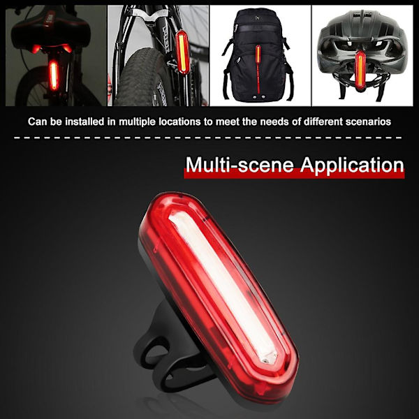 120 Lumenin pyörän takavalo, USB-ladattava, vedenpitävä MTB-pyörän takavalo, Ciclismo Red White
