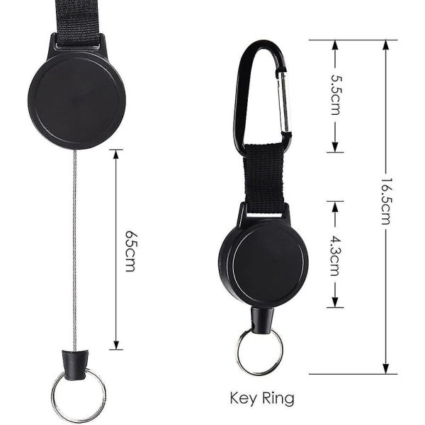 3 Pieces Id Badge Jojo Heavy-duty Extendable Keychain Retractable Key Roll Key Jojo Key Chain With 65 Cm/25 Inch Steel Wire Cord, Black Hy