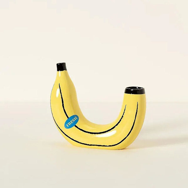 Bananvase, Eklektisk bananharpiks Funky blomster vase i gult, for blomsteroppsatser, unik boligdekor
