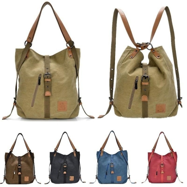 Dual Purpose Backpack Women Canvas Casual Multifunctional Large Capacity Microfiber Leather Handbag Shoulder Bags