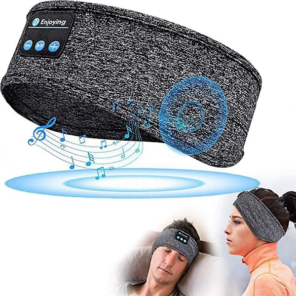 Bluetooth-kuulokkeet hiusnauhalla, pehmeät melunvaimentavat langattomat musiikkiurheilun hiusnauhat ultraohuilla stereokaiuttimilla, pitkä toistonaika unille Grey