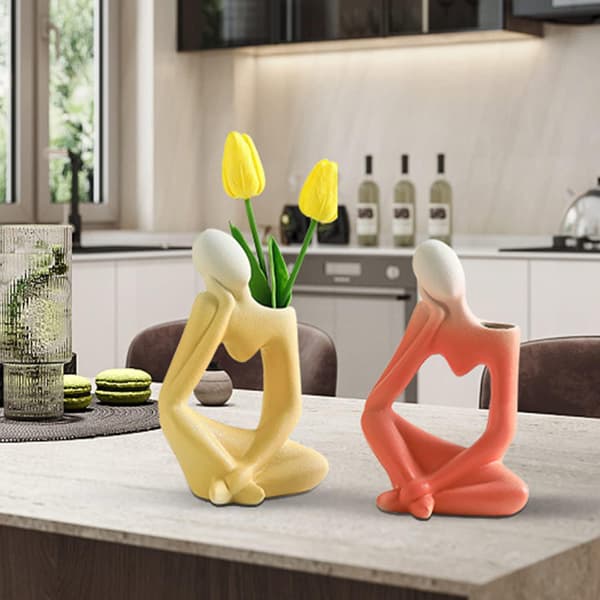 Vase Deco Stue Moderne Keramisk Hvit Skulptur Vaser, 19 Cm