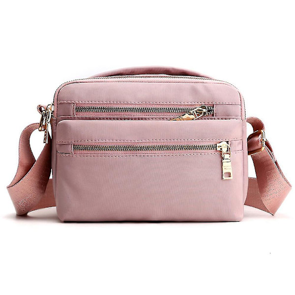 Multifunktionel håndtaske Multi-rum Crossbody taske med lynlås Vandtæt skuldertaske Rejsetaske Daglig rygsæk taske til kvinder Pink