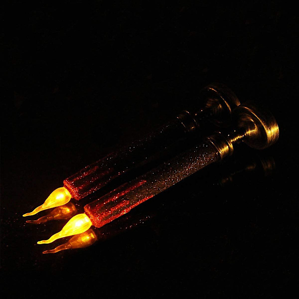 2 st bloddrypande flamlösa ljus, LED-ljusstakar med guldglitter, bärnstensfärgat varmt gult flimmer för fest, skräcktemafest, bar, A