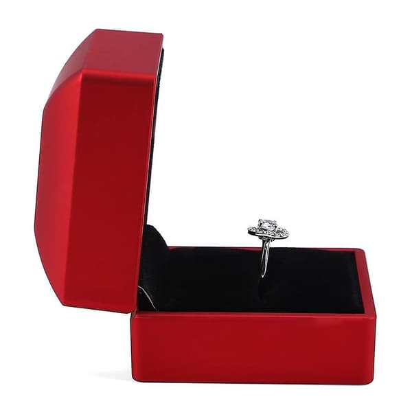 Led-upplyst ringask örhänge ring presentask bröllop ring smycken RED