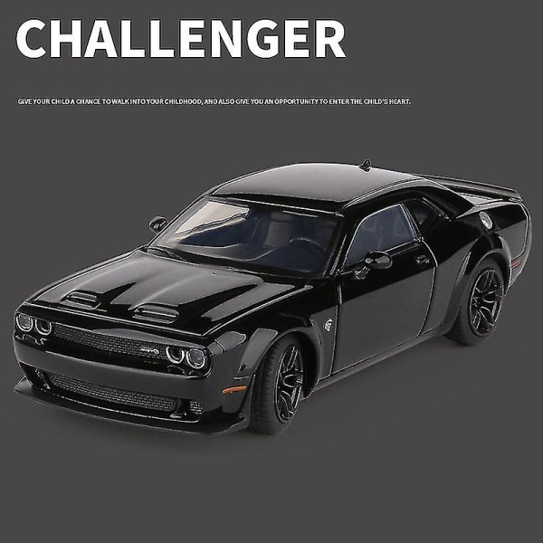1:32 Dodge Challenger Srt Alloy Sportbilsmodell Diecast & Toy Metal Muscle Car Model Simulering Ljud och ljus Barngåvor Black