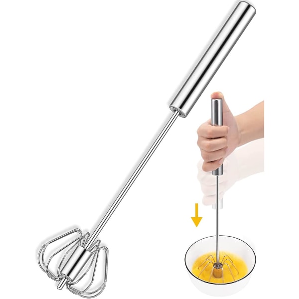 Hånddrevet visp, halvautomatisk eggvisp, 12 tommers rustfritt stål eggvisp for hjemmeblanding, visping, pisking, røring