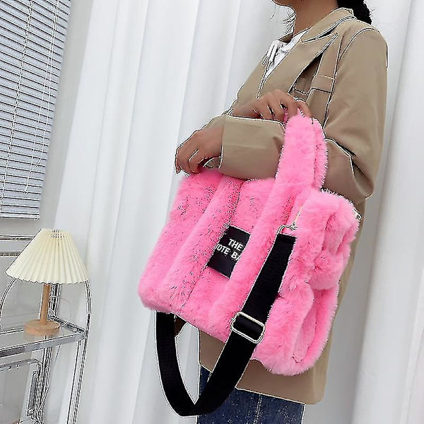 2024 Designer Kunstpels Tote Taske til Kvinder Luksus Håndtasker Efterår Vinter Plys Skulder Crossbody Tasker Shopper Punge Nye Khaki