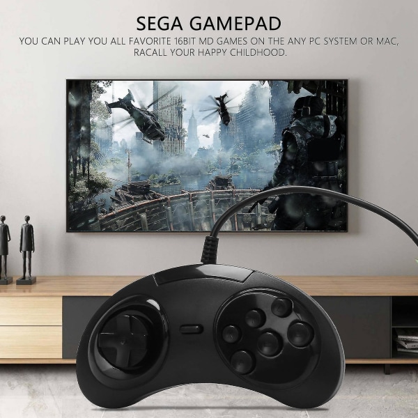 Gamepad Wired 6-key Usb Game Controller Joypad För / Pc / 2 Y1301 / Drive Svart Plast Hy
