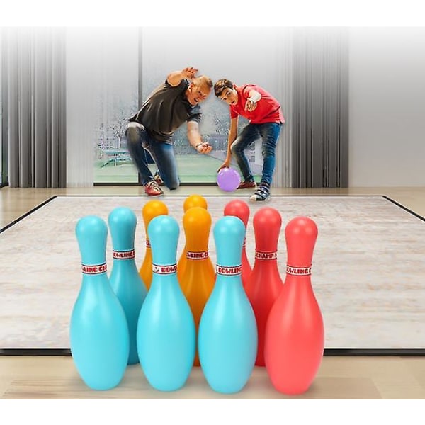 Bowlinglegetøjssæt til børn, indendørs sportslegetøj til børn, 6 flasker og 2 bolde