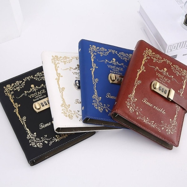 A5 Enkel konstnärlig retro handbok lösenordsbok dagbok anteckningsbok Black