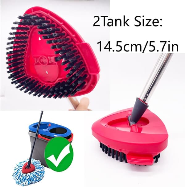 1 stk. Spin Mop Skrubbebørstehode 2 Tank System, Trekantet Hard Børste Erstatningshode