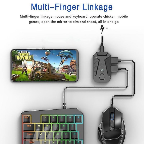 Tastatur- og musekonverter, bærbar mobilspilltastatur, musekonverteradapter for Android Ph Hy