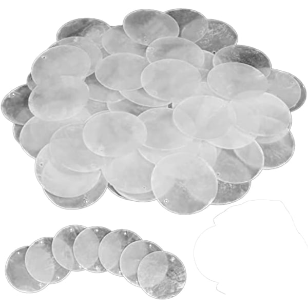 120 stk runde naturlige skjell Sea Shells for Crafting med 2 hull Seashell Discs