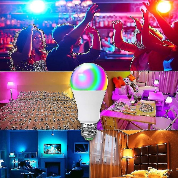 Led-lyspærer 15w Smart Led-lyspære E27 Rgbw Bluetooth 85-265v 20 magiske fargemoduser Musikkontrollfunksjon for hjem hotellbar