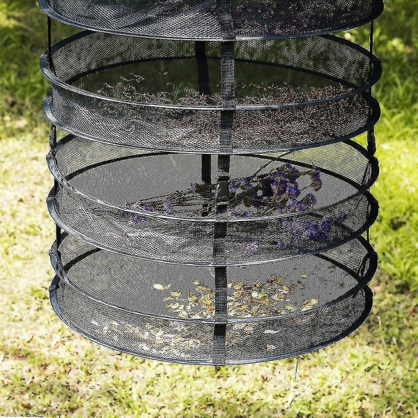 60 cm diameter hängande örttorkningsnät, hängande torkningsnät, stort torkningsnät för skaldjur, grönsaker, växter och kläder (svart)